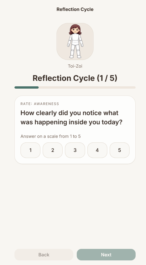 Anchored app reflection cycle screen